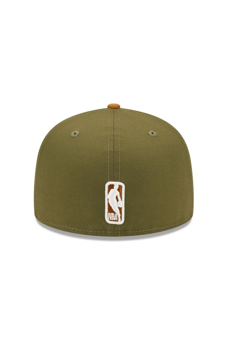 New Era Men's New Era  Olive/Orange New York Knicks Two-Tone 59FIFTY Fitted Hat, Alternate, color, 