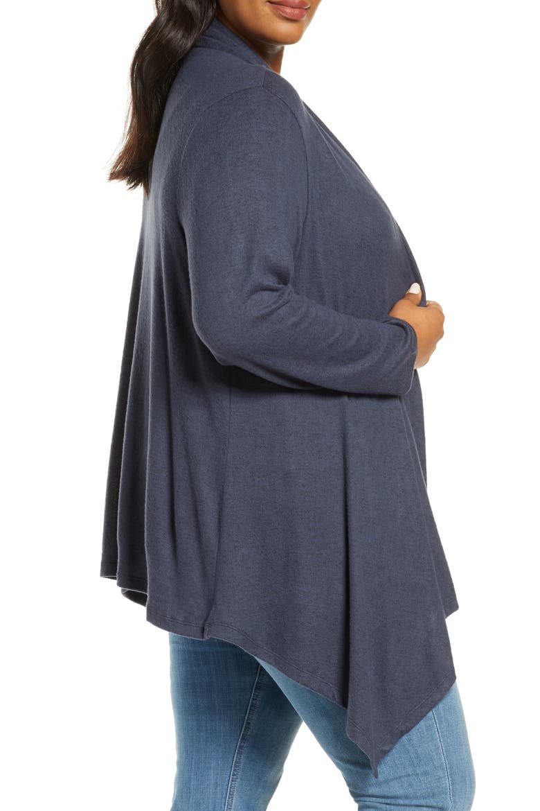 Amie Waterfall Cardigan, Alternate, color, BLUE STEEL