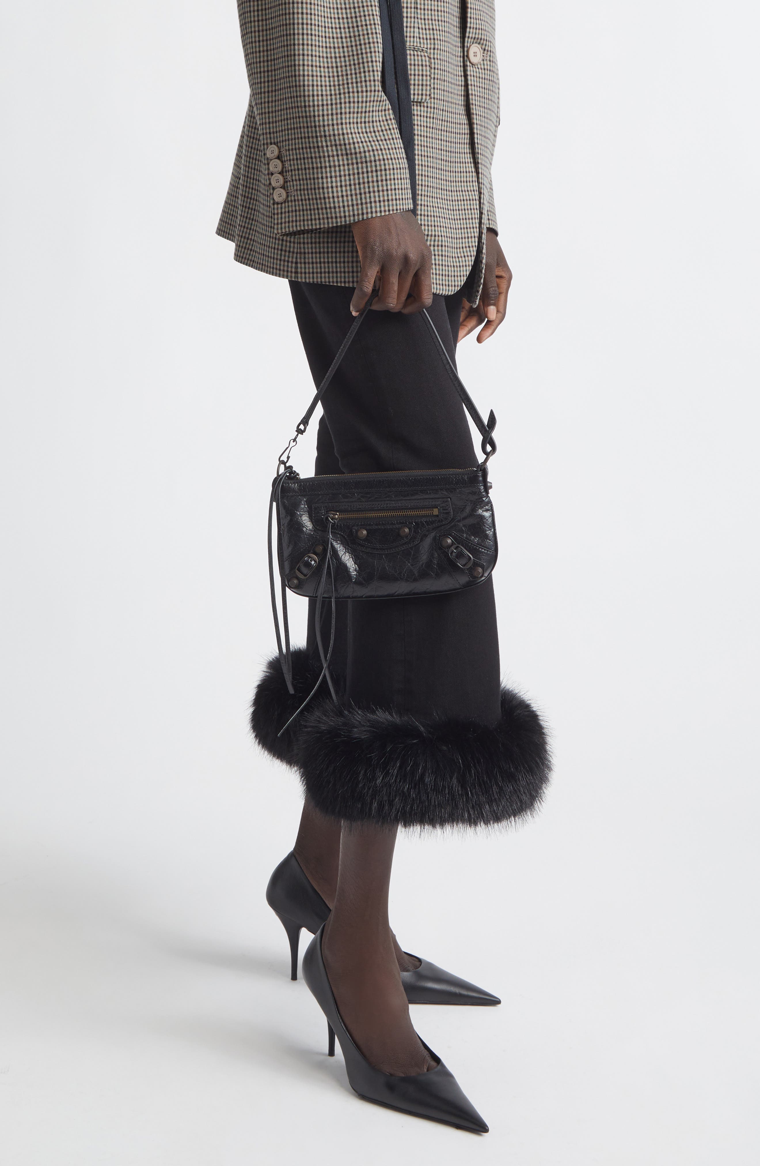 Balenciaga Le City Leather Pouch Shoulder Bag, Alternate, color, 1000 Black