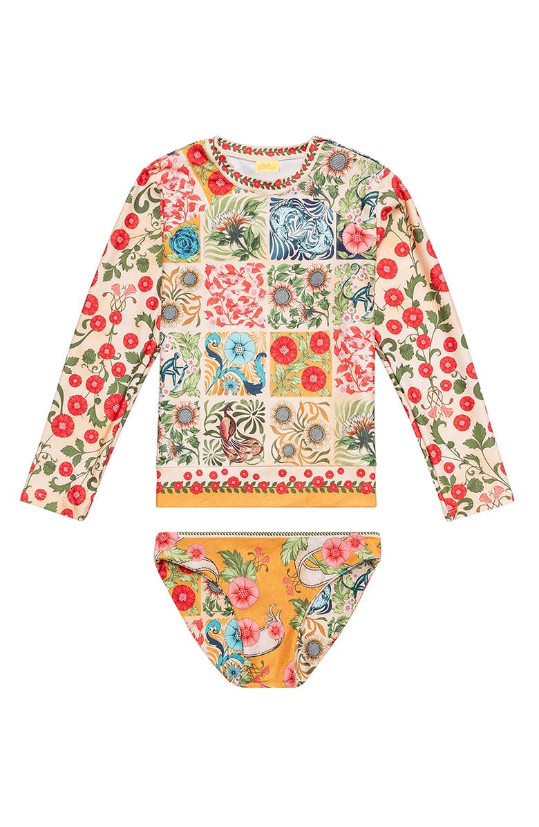 Agua Bendita Kids' Harvest Lackie Two-Piece Rashguard Swimsuit, Alternate, color, 