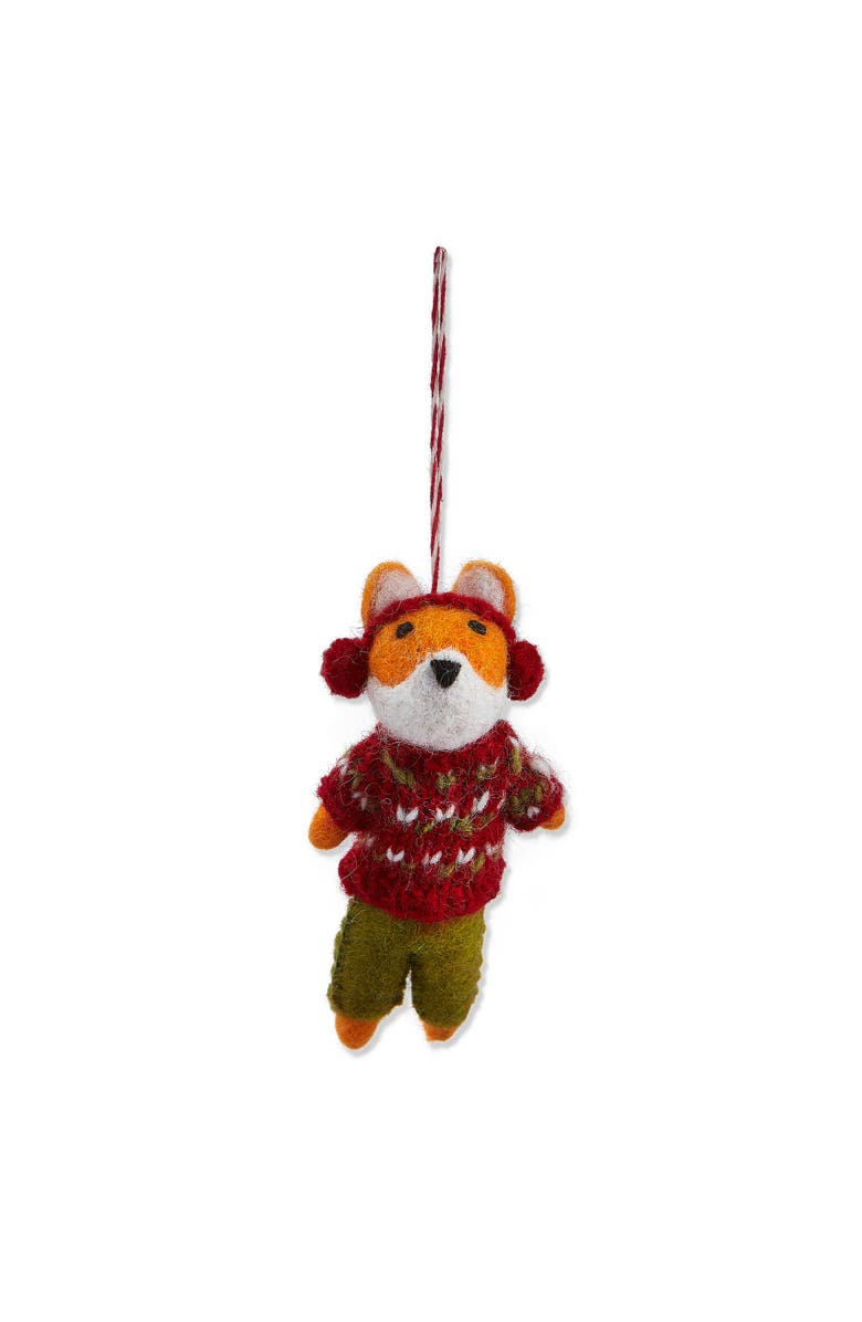 tag Multicolor Fox Ornament with Earmuffs for Christmas Tree, Main, color, Multicolored