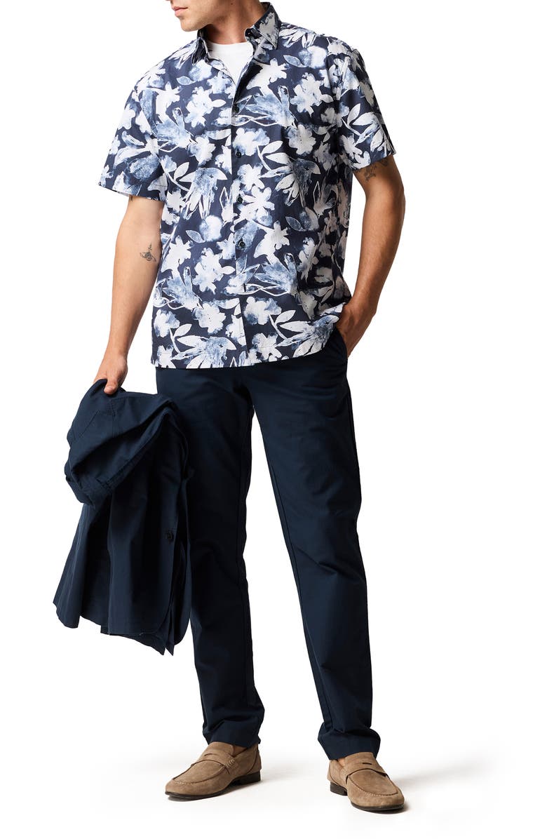 Rodd & Gunn Windstock Floral Short Sleeve Cotton Button-Up Shirt, Alternate, color, Ink