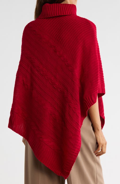 Nanette Lepore Braided Cable Stitch Poncho In Red