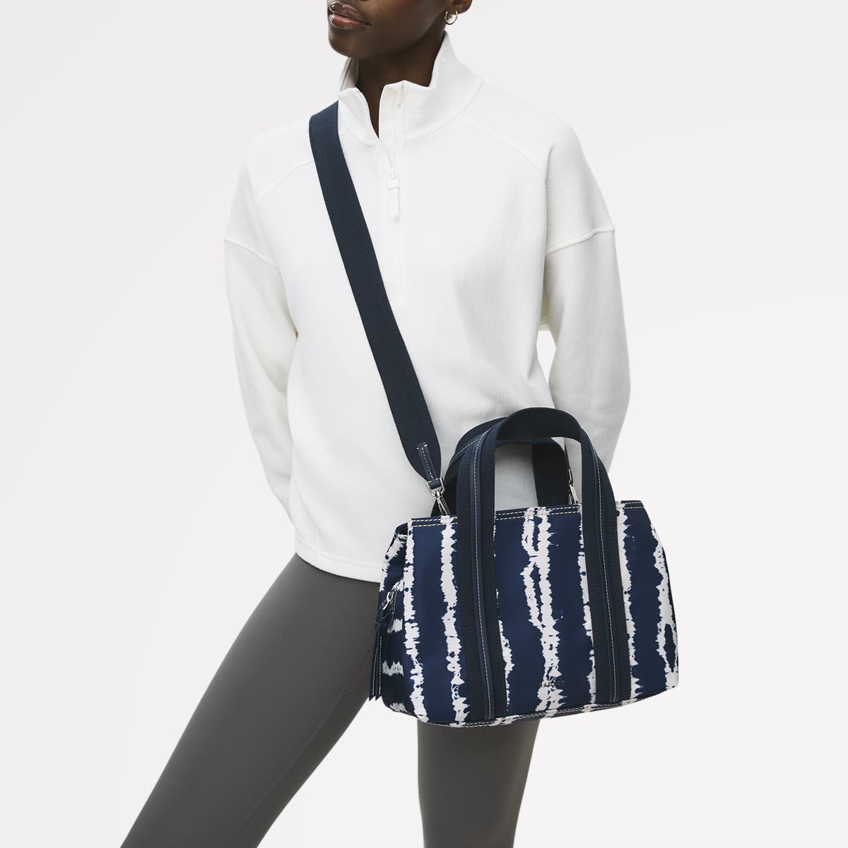 Radley Halley Row - Tie Dye Stripe Medium Ziptop Satchel Bag, Alternate, color, Naval