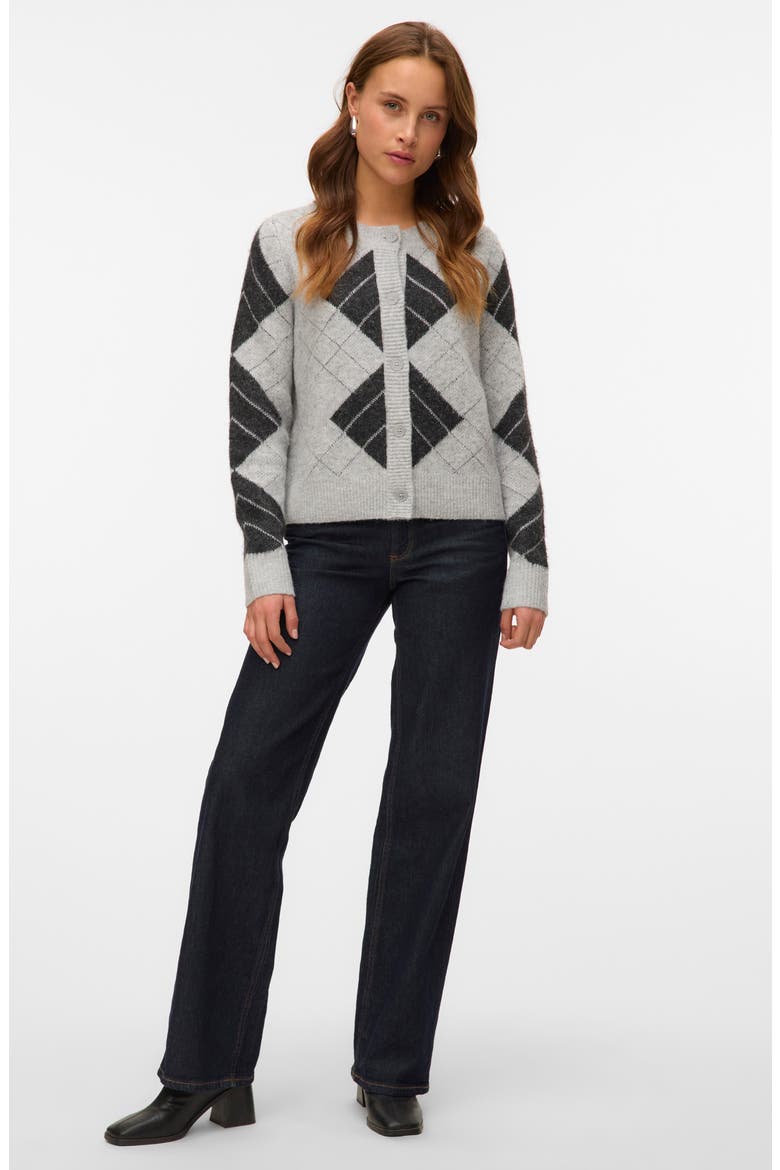 Dae Metallic Argyle Cardigan, Alternate, color, LIGHT GREY MELANGE