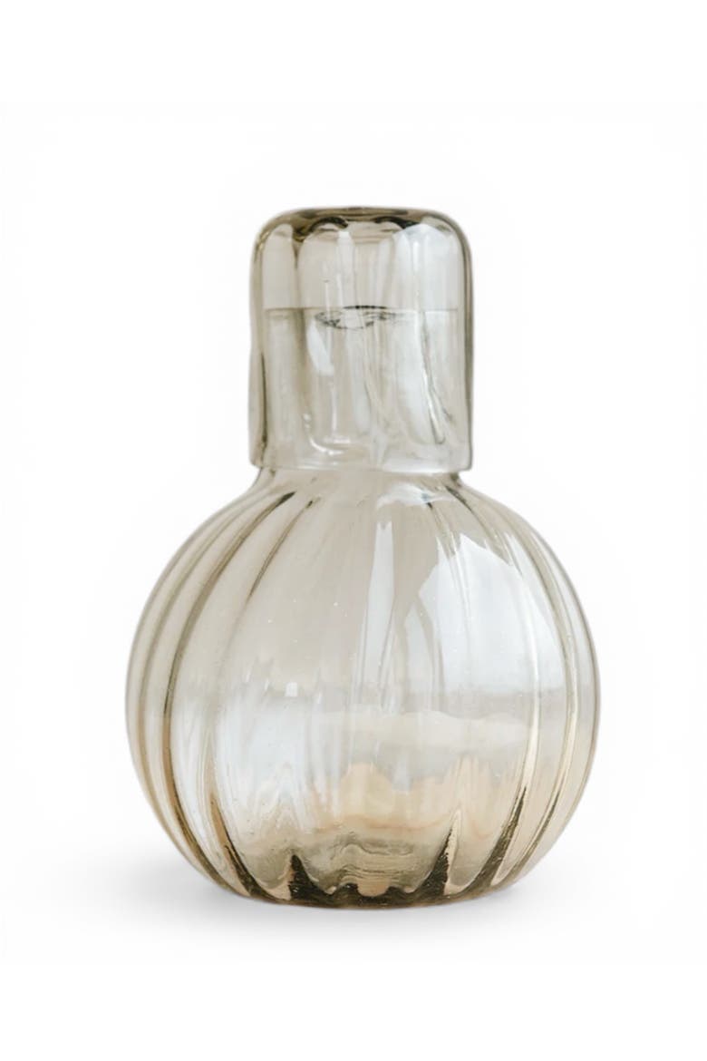 Handblown Fluted Carafe Set, Main, color, Black