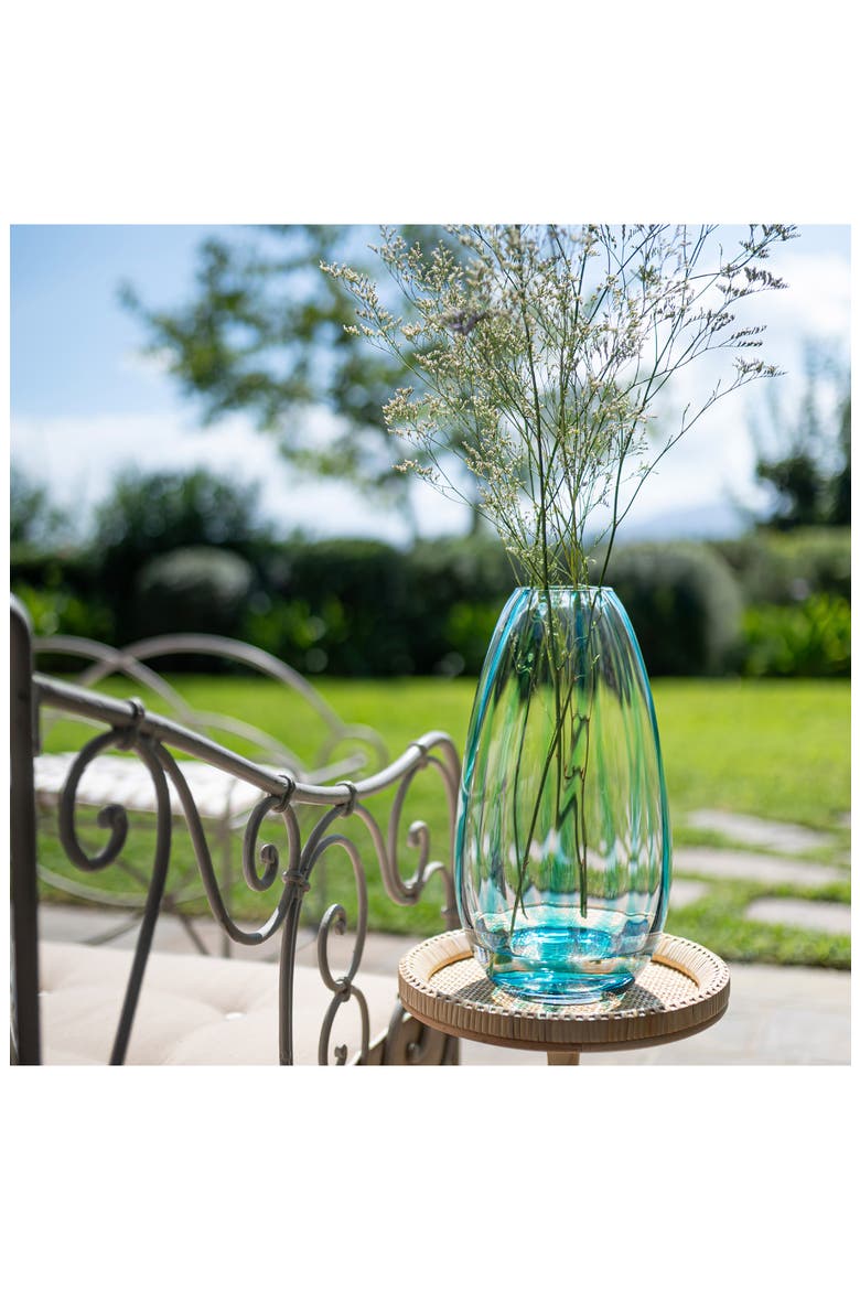 Bolla Blue Glass Pleated Vase, Alternate, color, BLUE