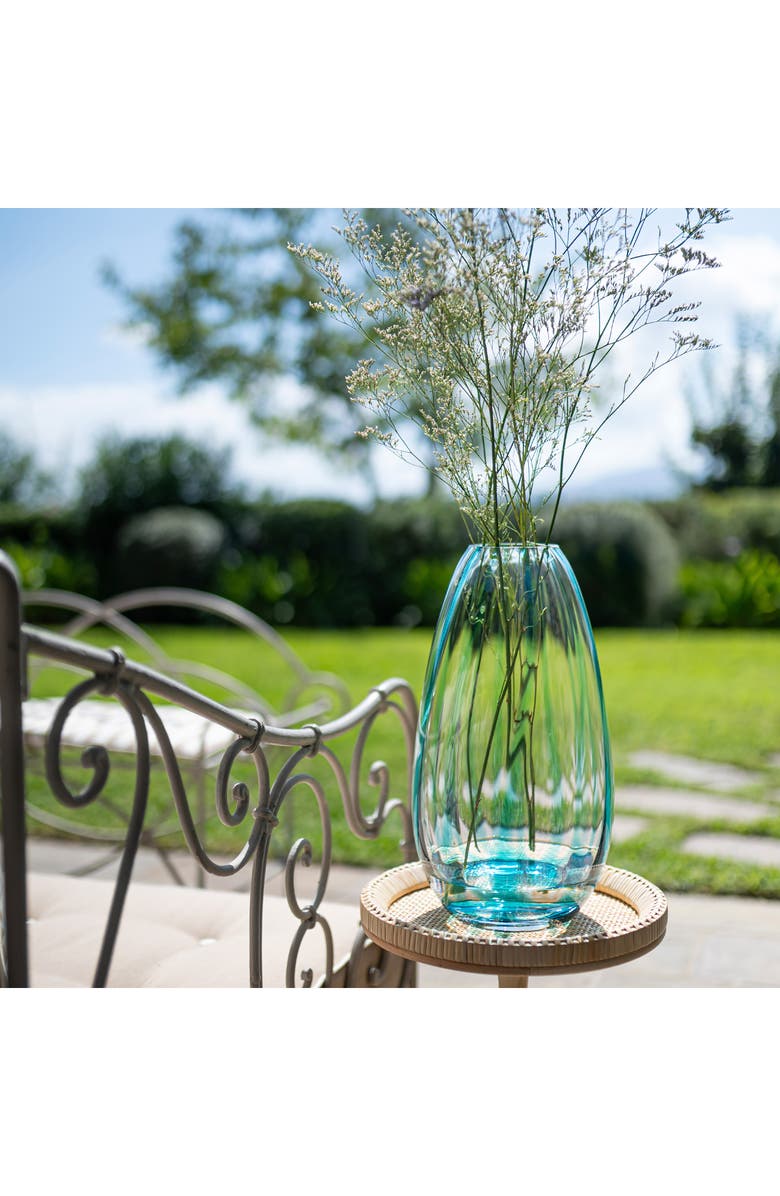 VIETRI Bolla Blue Glass Pleated Vase, Alternate, color, Blue