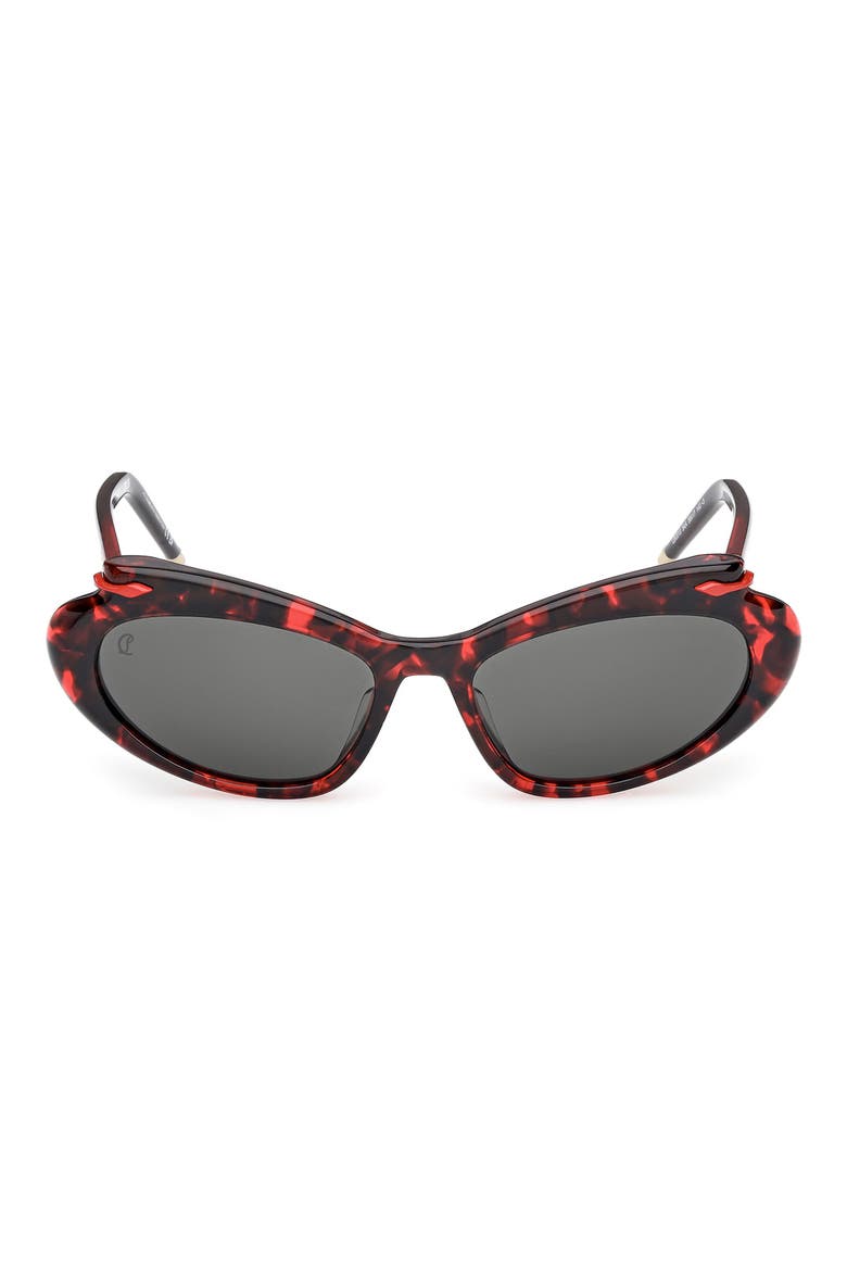 56mm Geometric Sunglasses, Main, color, RED HAVANA / GOLD / ZEISS