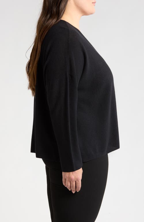 Eileen Fisher Organic Linen & Organic Cotton V-neck Sweater In Black