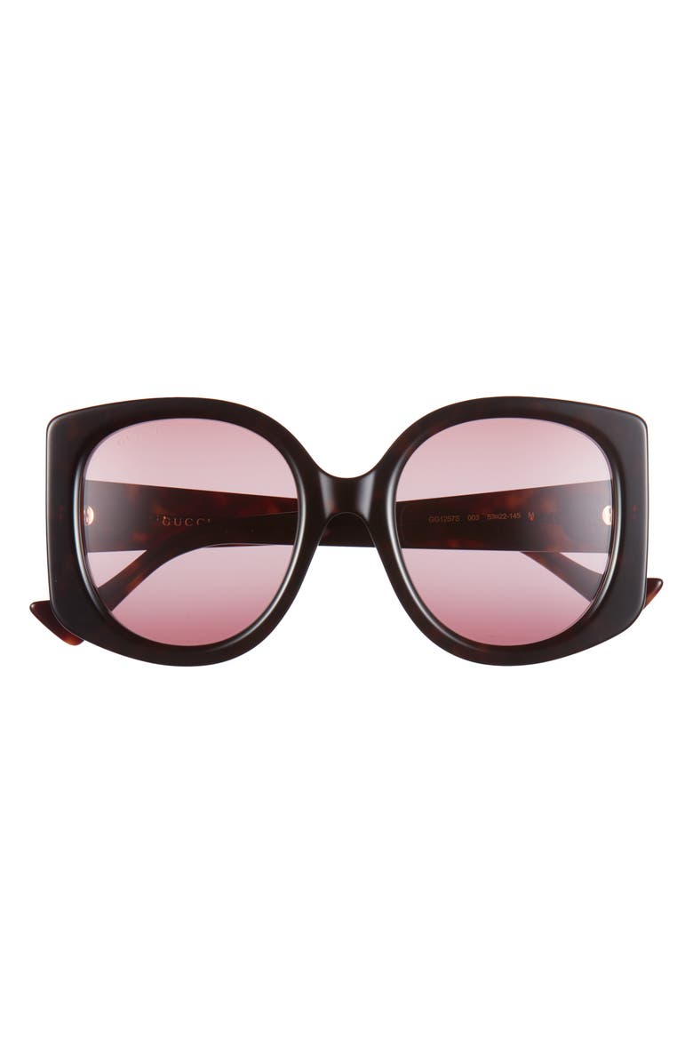 Gucci 53mm Oversize Cat Eye Sunglasses, Main, color, Havana Havana Red