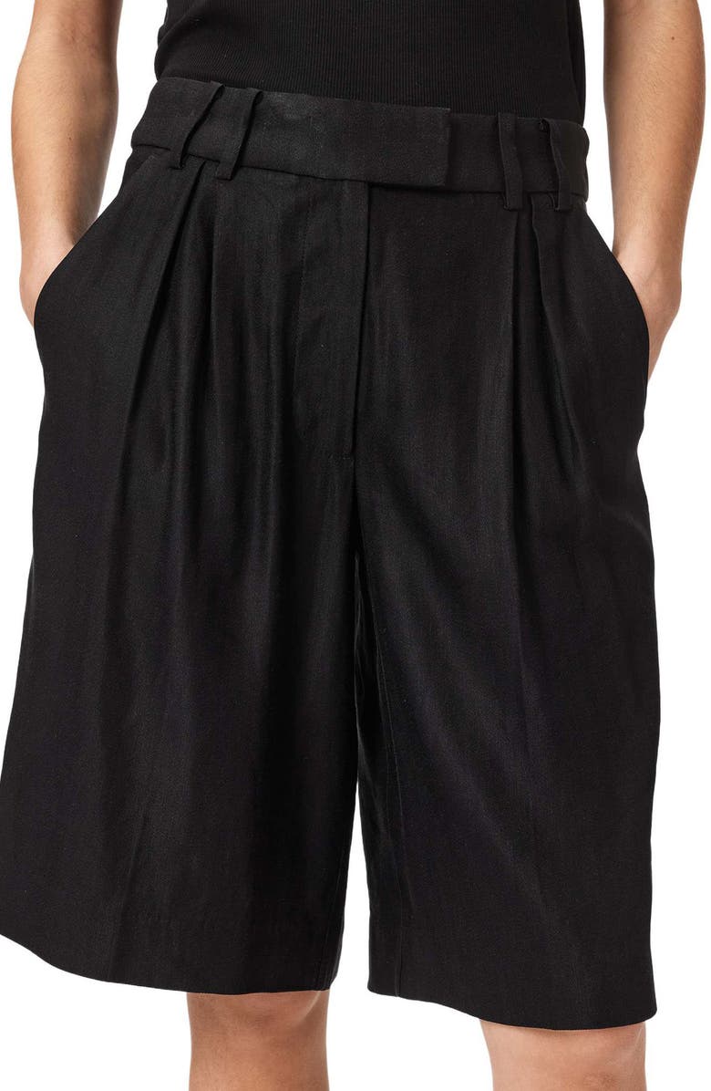 AllSaints Charley Pleated Shorts, Alternate, color, Black