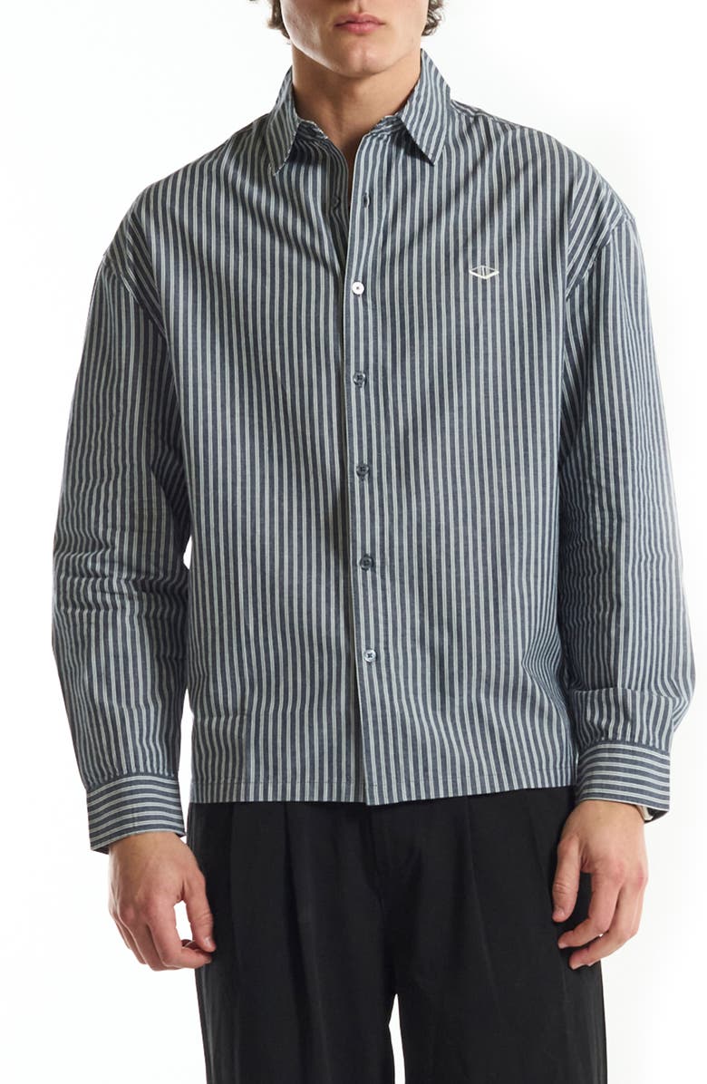 VOUSETI Off Court Boxy Fit Stripe Cotton Button-Up Shirt, Main, color, 