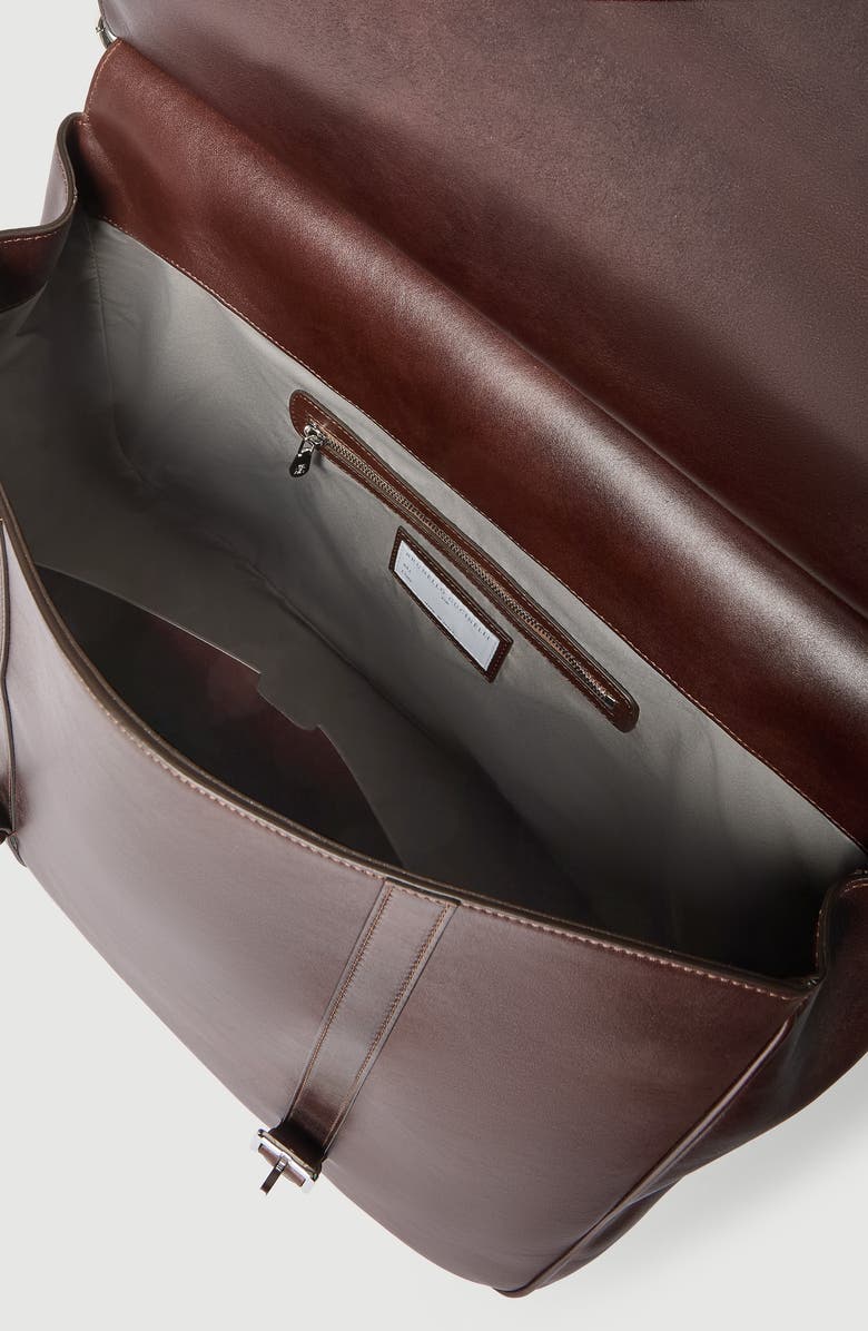 Brunello Cucinelli Calfskin casual briefcase, Alternate, color, Burgundy
