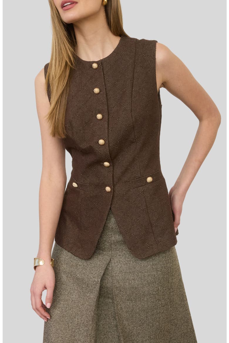 Diamond Quilted Vest, Alternate, color, BROWN