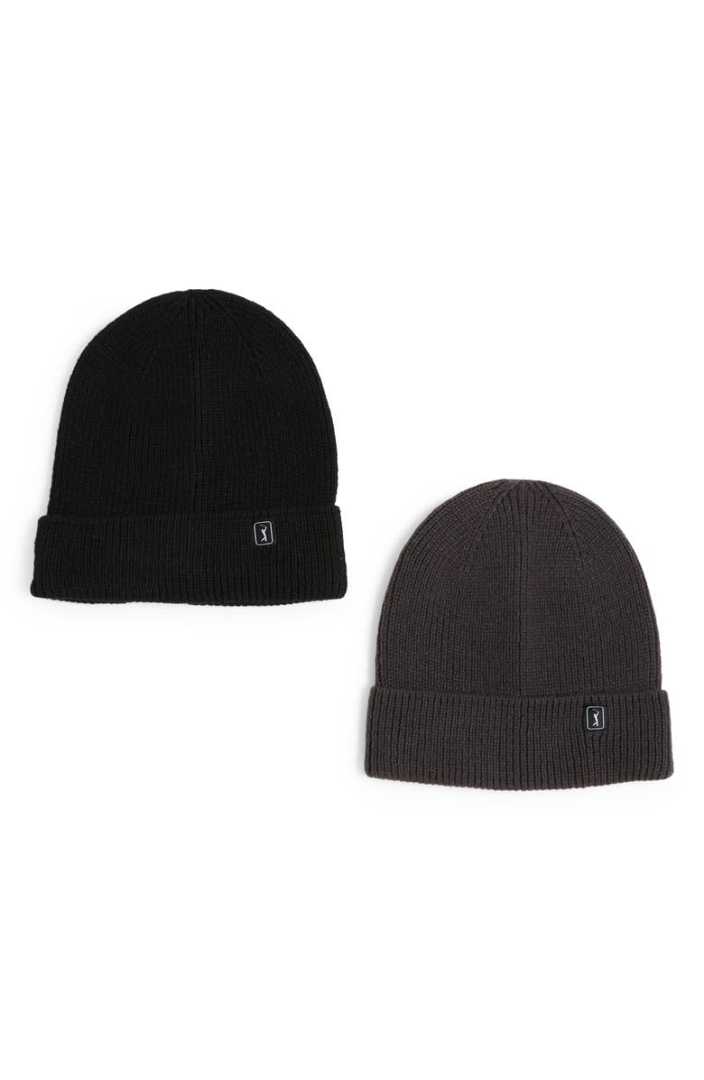 PGA TOUR Assorted 2-Pack Recycled Polyester Beanies, Main, color, 