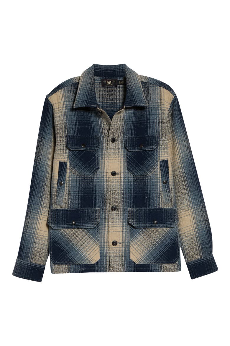 Ruddic Plaid Wool Button-Up Shirt, Alternate, color, RL-817 BLUE/ CREAM