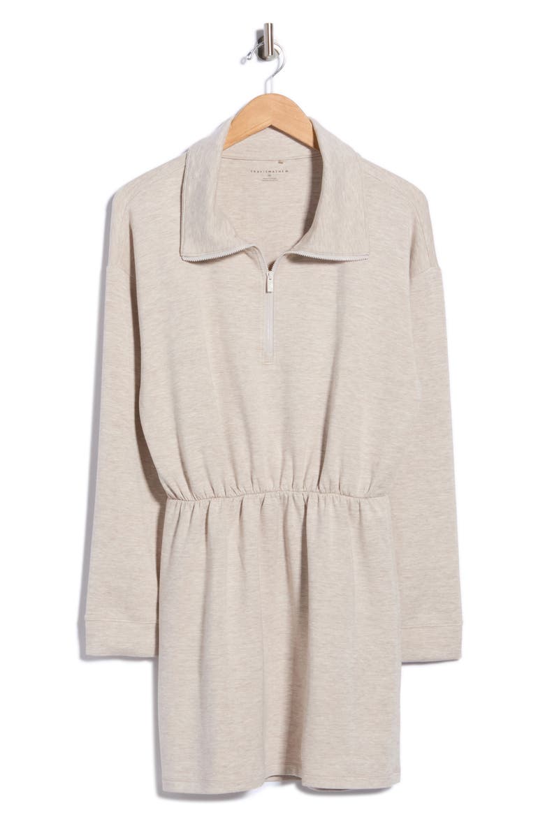 Skyloft Quarter Zip Dress, Main, color, HEATHER SAVANNAH TAN