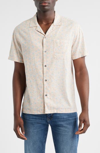 Rails Waimea Short Sleeve Linen Blend Camp Shirt In Pink