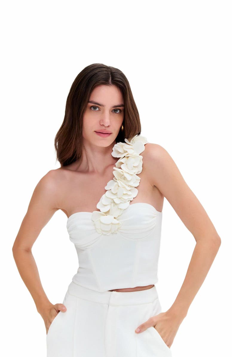PatBO Merian Knit One Shoulder Top, Alternate, color, Off White