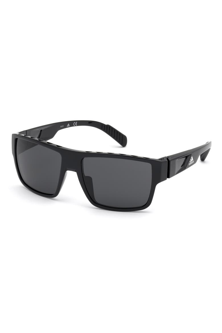 57mm Rectangular Sunglasses, Main, color, SBLK/SMK