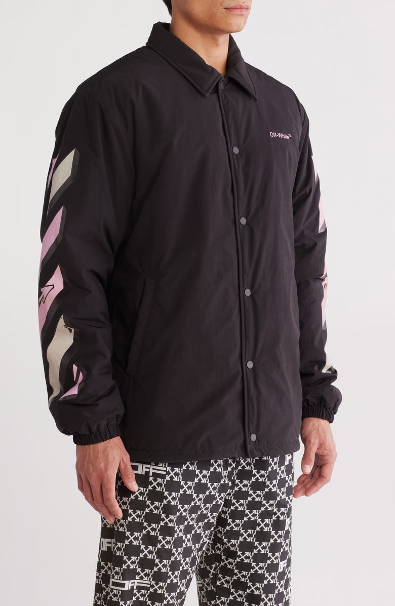 Off-White Graffiti Puppet Graphic Coach's Jacket, Alternate, color, 