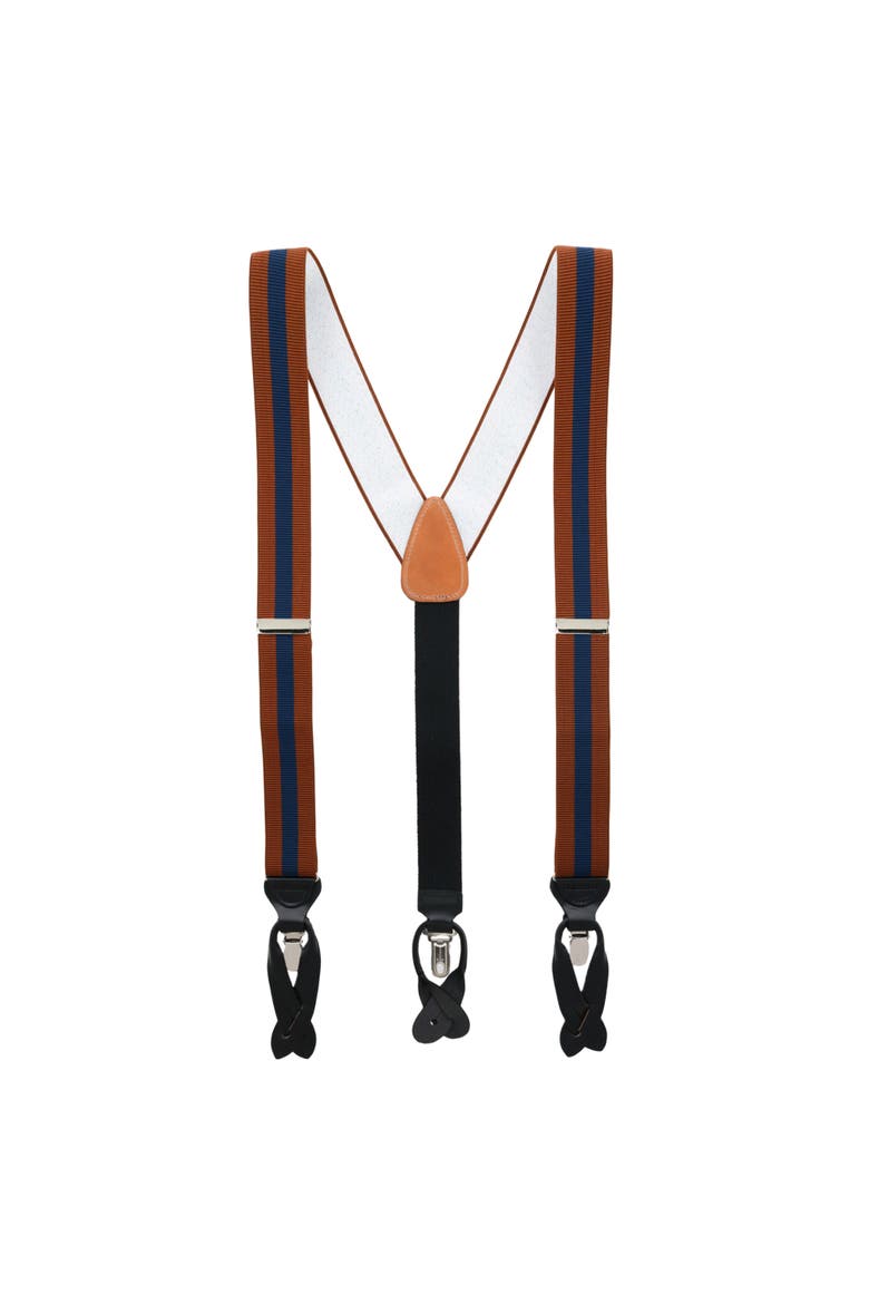 Big & Tall Oliver Stripe Convertible Suspenders, Alternate, color, Rust