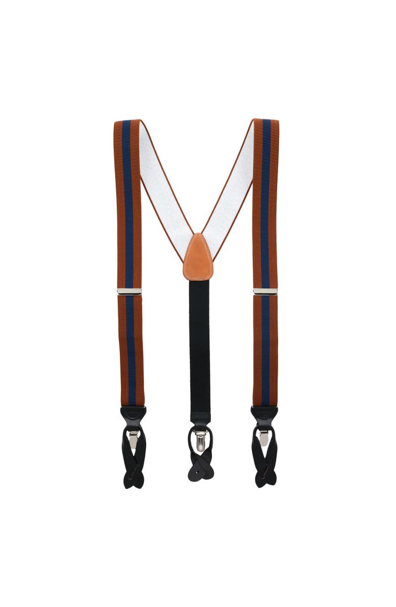 Trafalgar Big & Tall Oliver Stripe Convertible Suspenders, Alternate, color, Rust