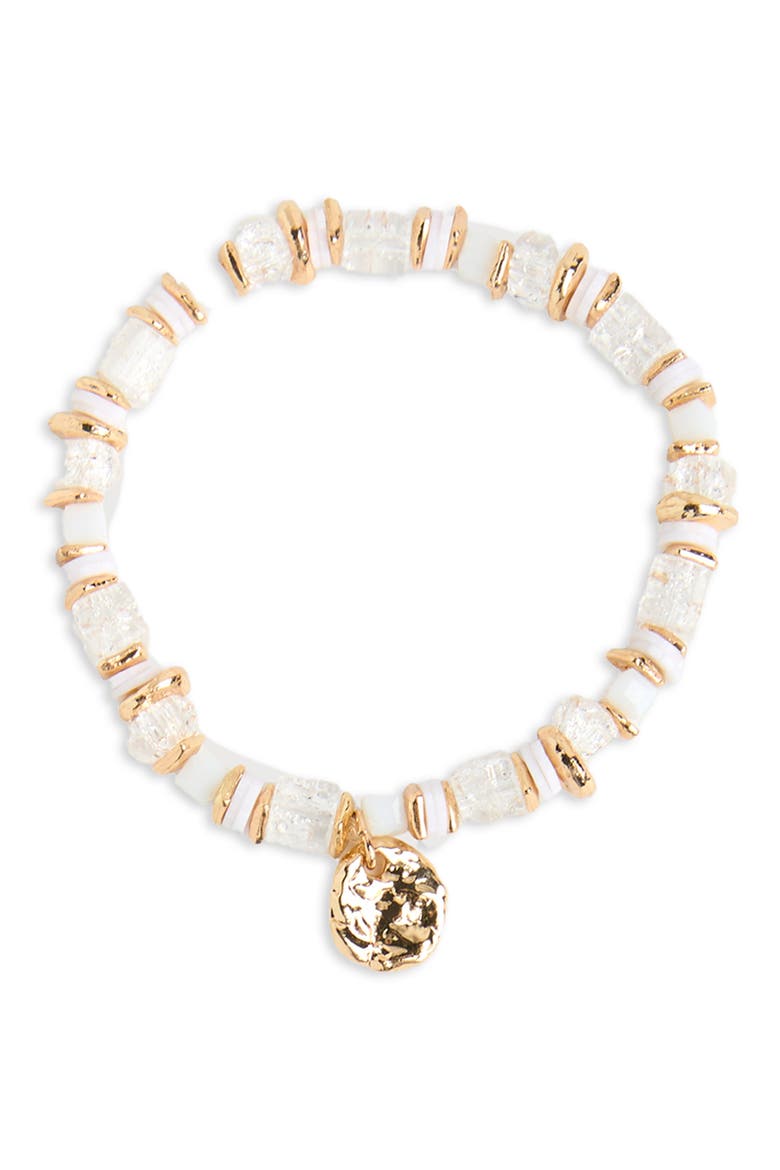 Beaded Stretch Bracelet, Main, color, WHITE