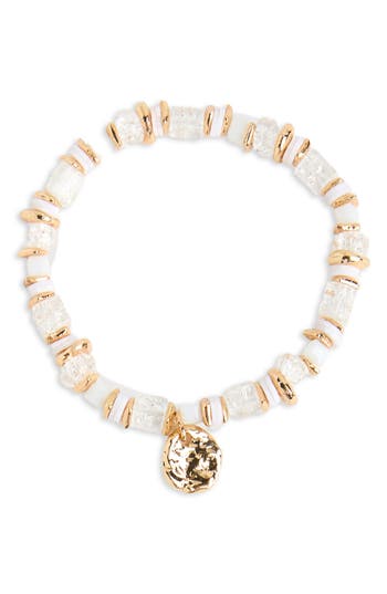 Saachi Beaded Stretch Hammer Bracelet In Gold