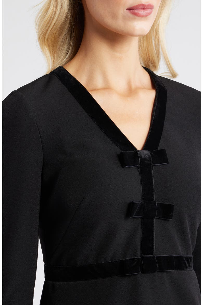 Bow Detail Stretch Crepe Dress, Alternate, color, BLACK