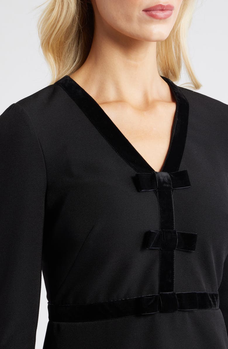 Eliza J Bow Detail Stretch Crepe Dress, Alternate, color, Black
