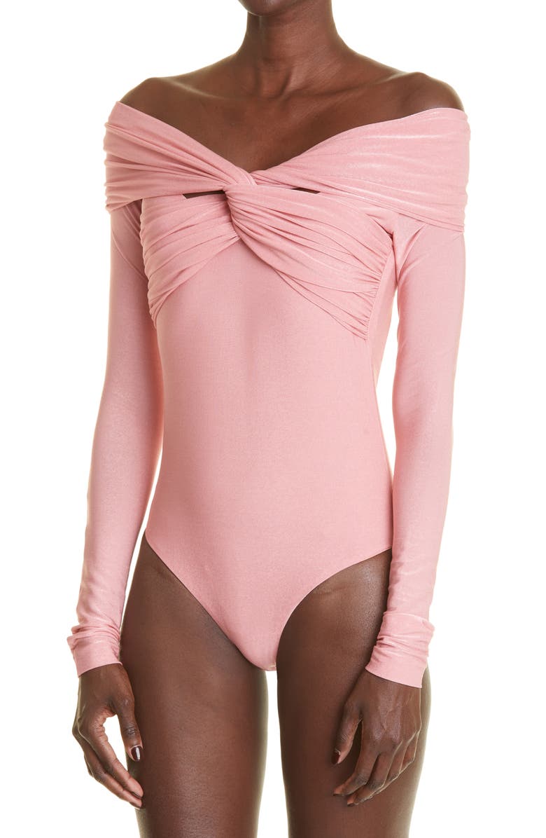 Khaite The Cibo Twist Off the Shoulder Bodysuit, Alternate, color, 