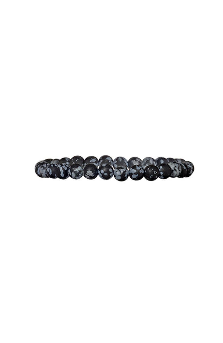 Jan Leslie 4mm Sterling Silver Lava Shape Bead Bracelet, Main, color, Black/Grey