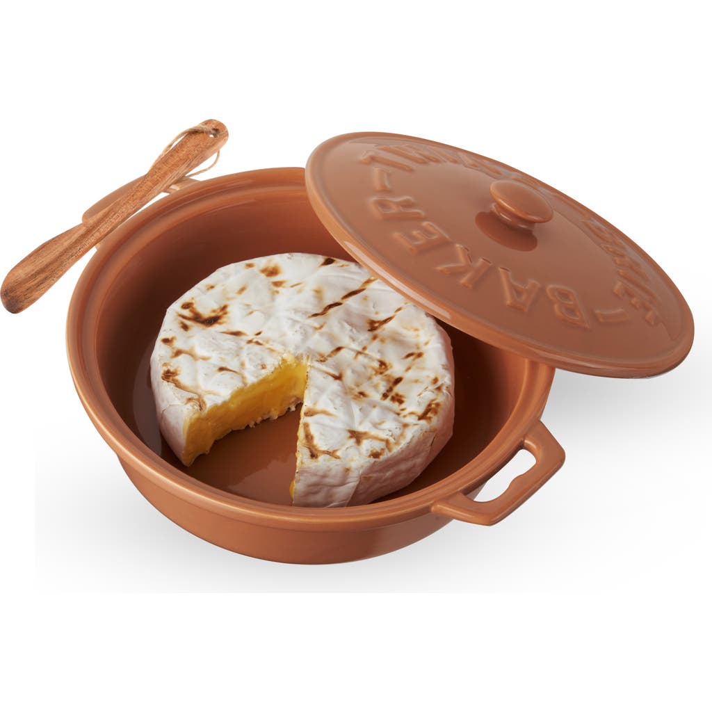 Twine Terra Cotta Brie Baker With Wood Spreader In Orange