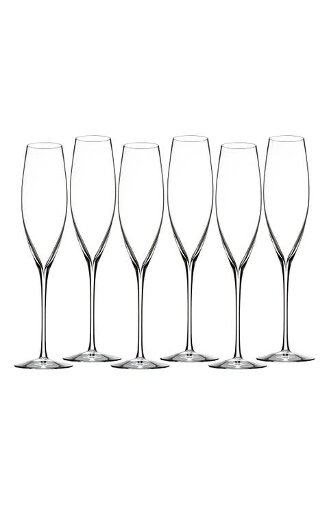 Elegance Set of 6 Fine Crystal Champagne Flutes