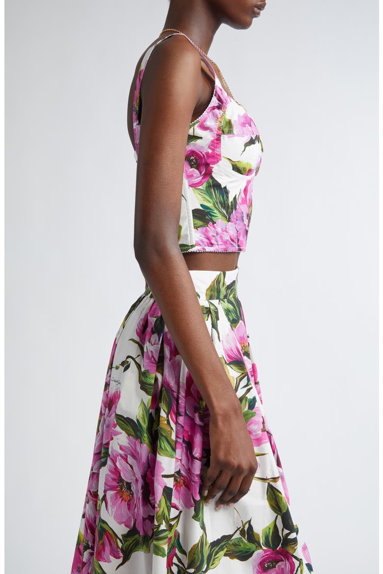 Peony Print Bustier Top, Alternate, color, HA5KR PEONIE FUXIA F.BCO