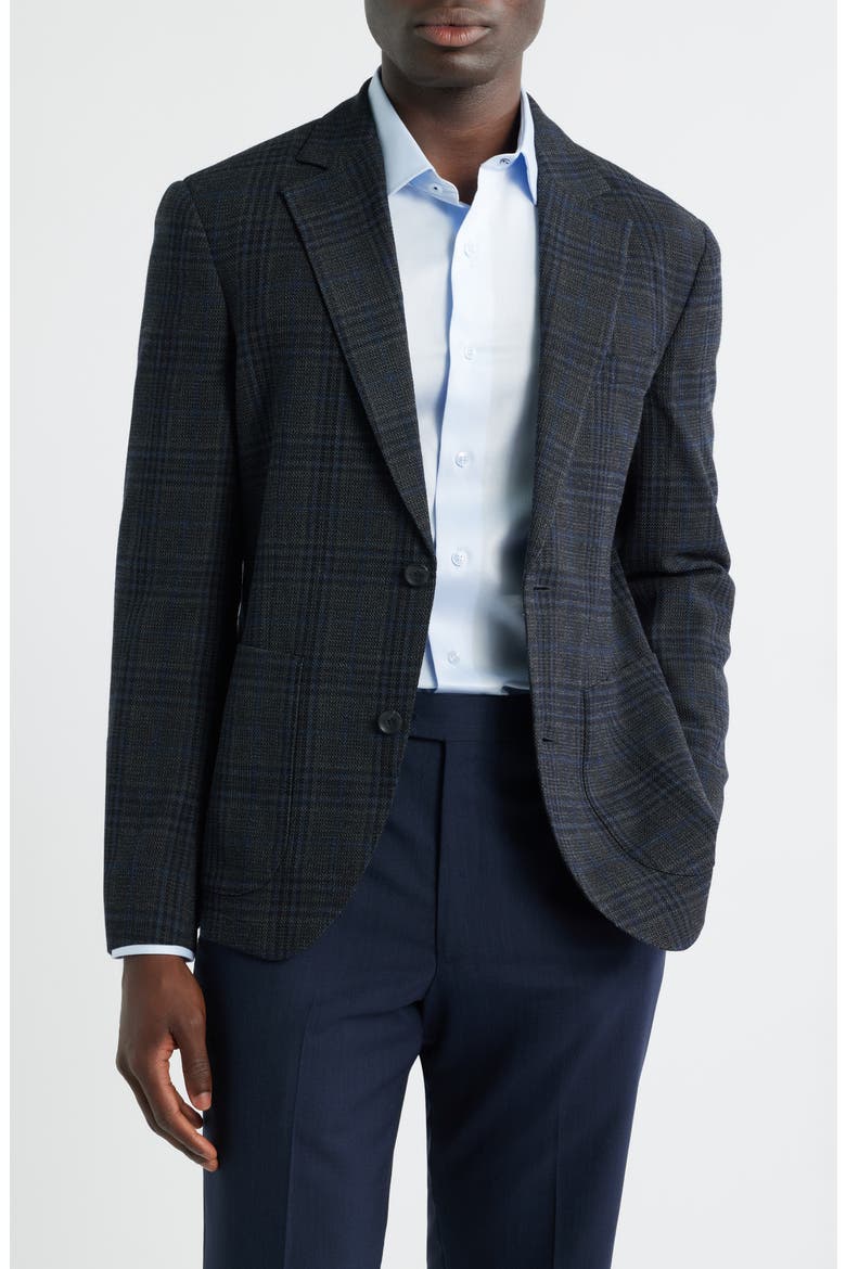 Villa Plaid Knit Wool Blend Sport Coat, Main, color, GREY VILLA PLAID