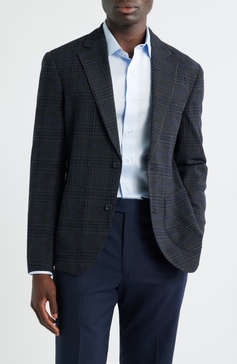 Villa Plaid Knit Wool Blend Sport Coat (Regular, Big & Tall)