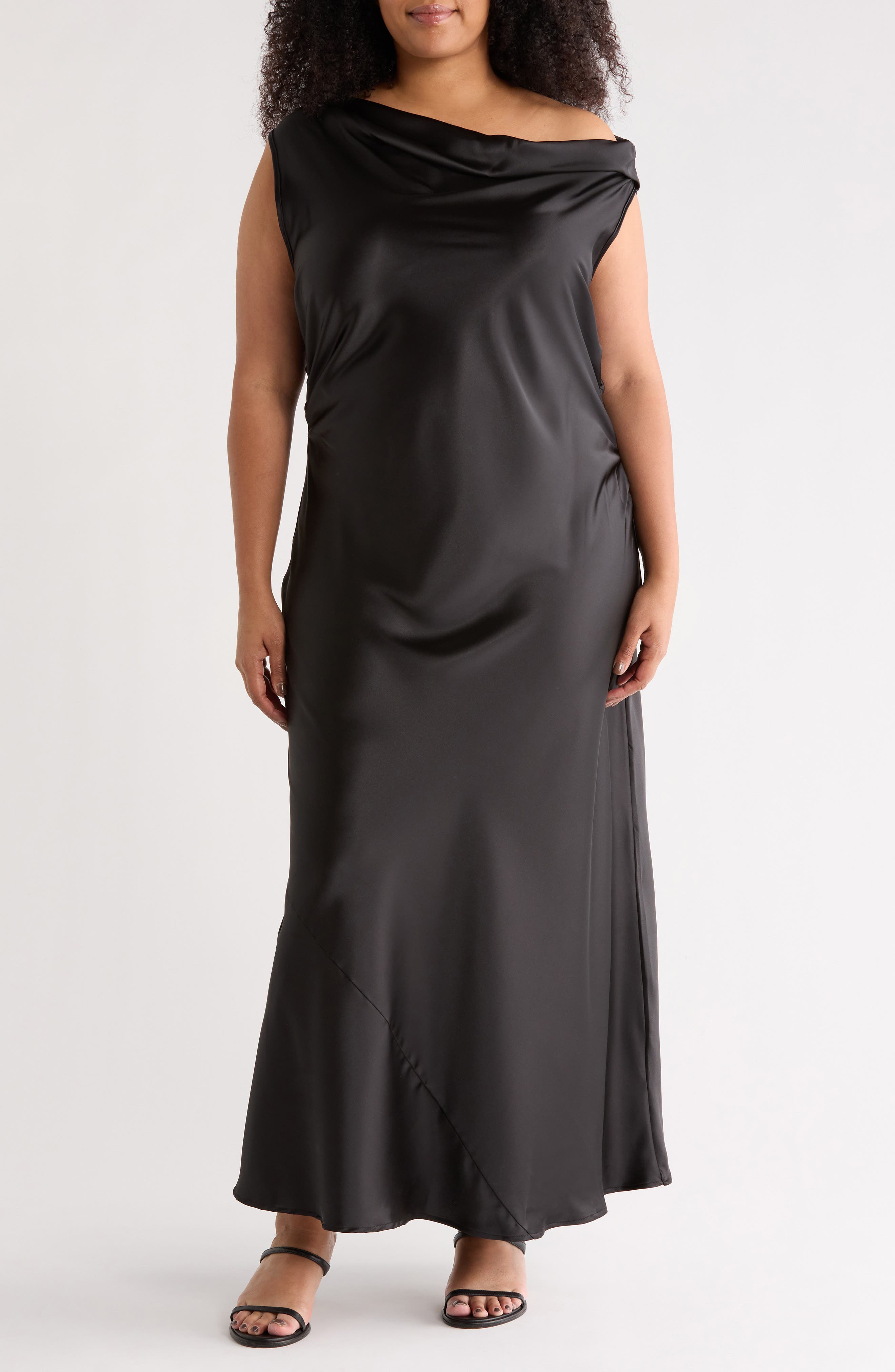 Renee C One-Shoulder Satin Maxi Dress