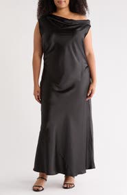 Renee C One-Shoulder Satin Maxi Dress