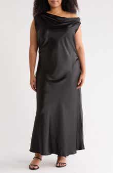 Renee C One-Shoulder Satin Maxi Dress