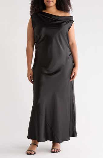 Renee C One-Shoulder Satin Maxi Dress