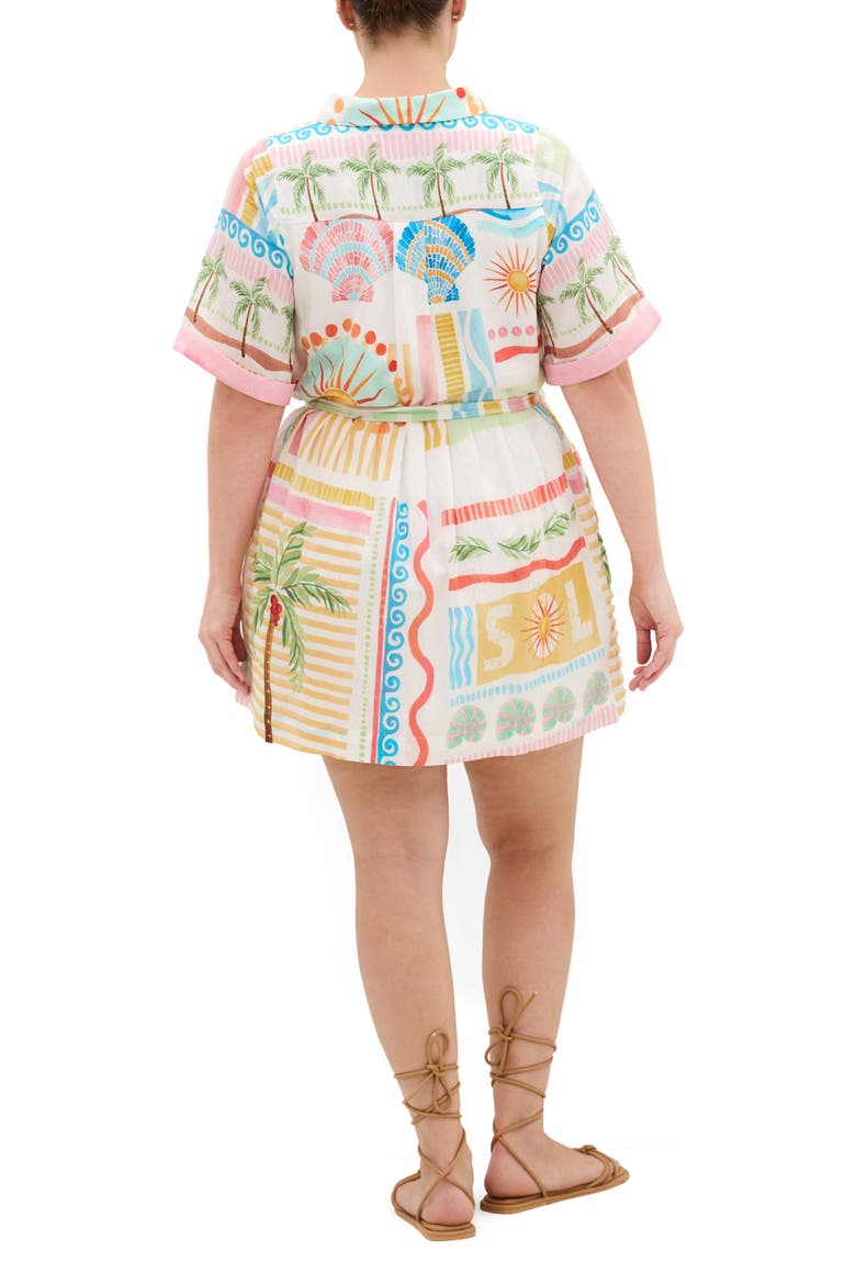Lia Tie Waist Mini Shirtdress, Alternate, color, SEA DREAM PLC