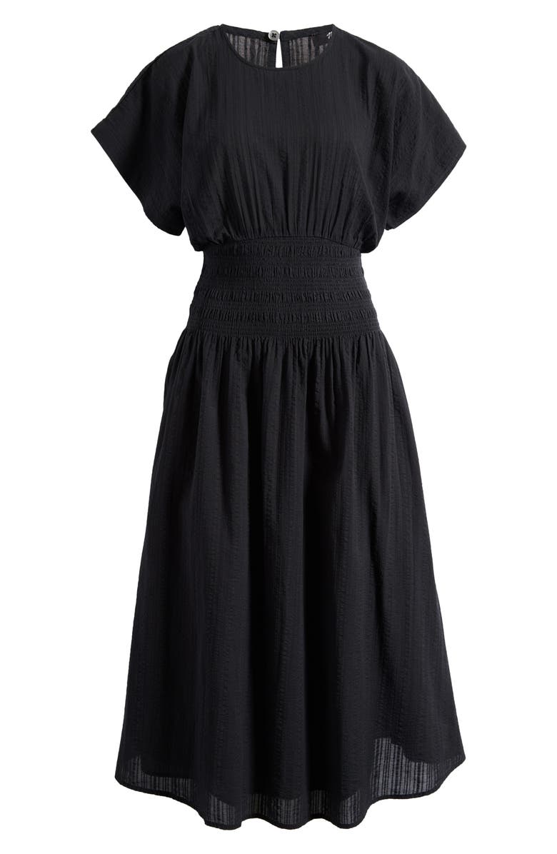 Madewell Stripe Smocked Waist Seersucker Dress, Alternate, color, 