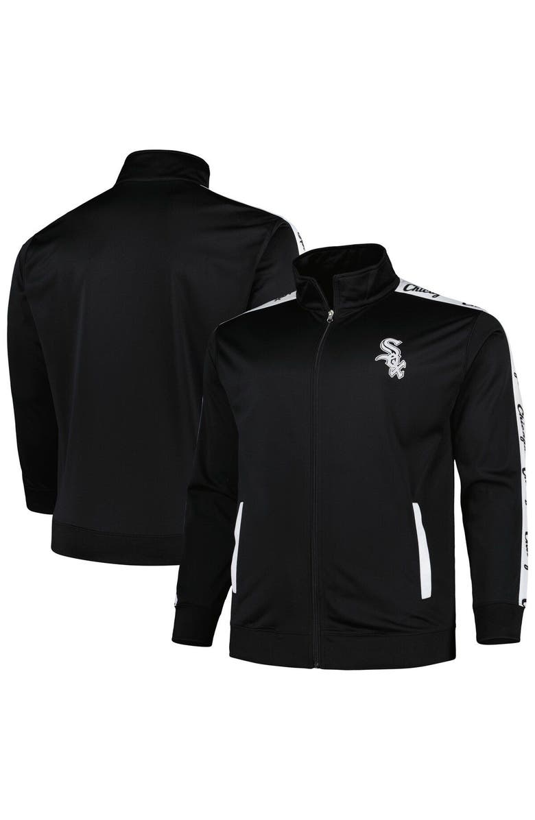 PROFILE Men's Black Chicago White Sox Big & Tall Tricot Track Full-Zip Jacket, Main, color, Black