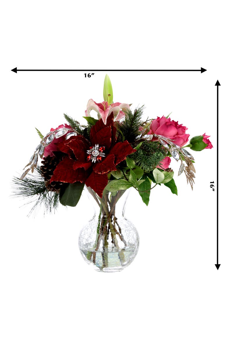 Jeweled Poinsettia Flower Vase, Alternate, color, Red