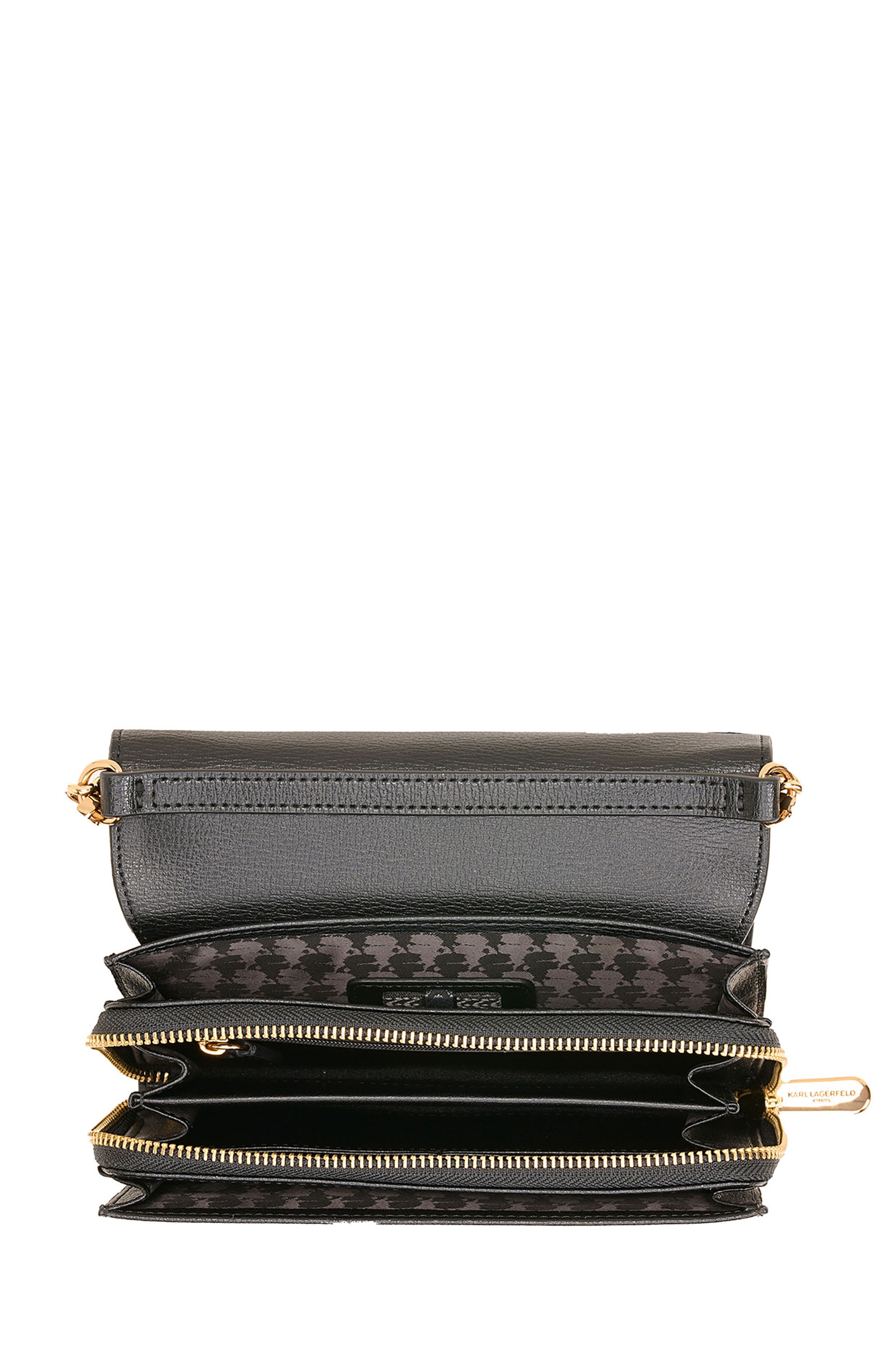 KARL LAGERFELD PARIS Lourdes Crossbody, Alternate, color, Black/Gold