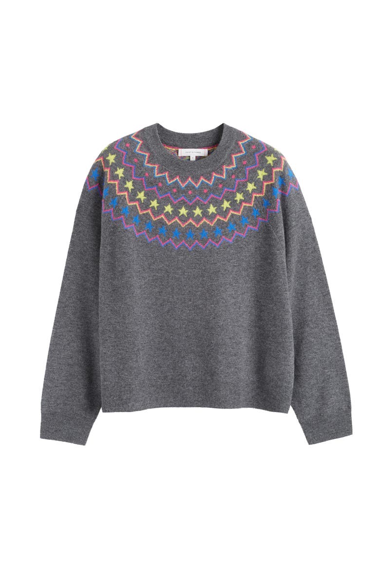 Wool Cashmere Star Yoke Sweater, Alternate, color, Grey