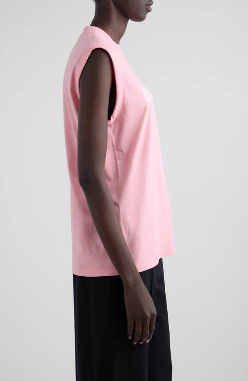 Shop Balmain Cotton Logo Graphic Tank In Ola Pink/white